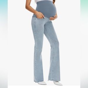 Maternity Stretch Split Front Boot Cut Jeans